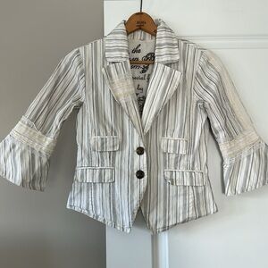 VTG Johnny Was The Melissa Blazer by 3J Workshop Lace Trim Fitted Metal Snaps